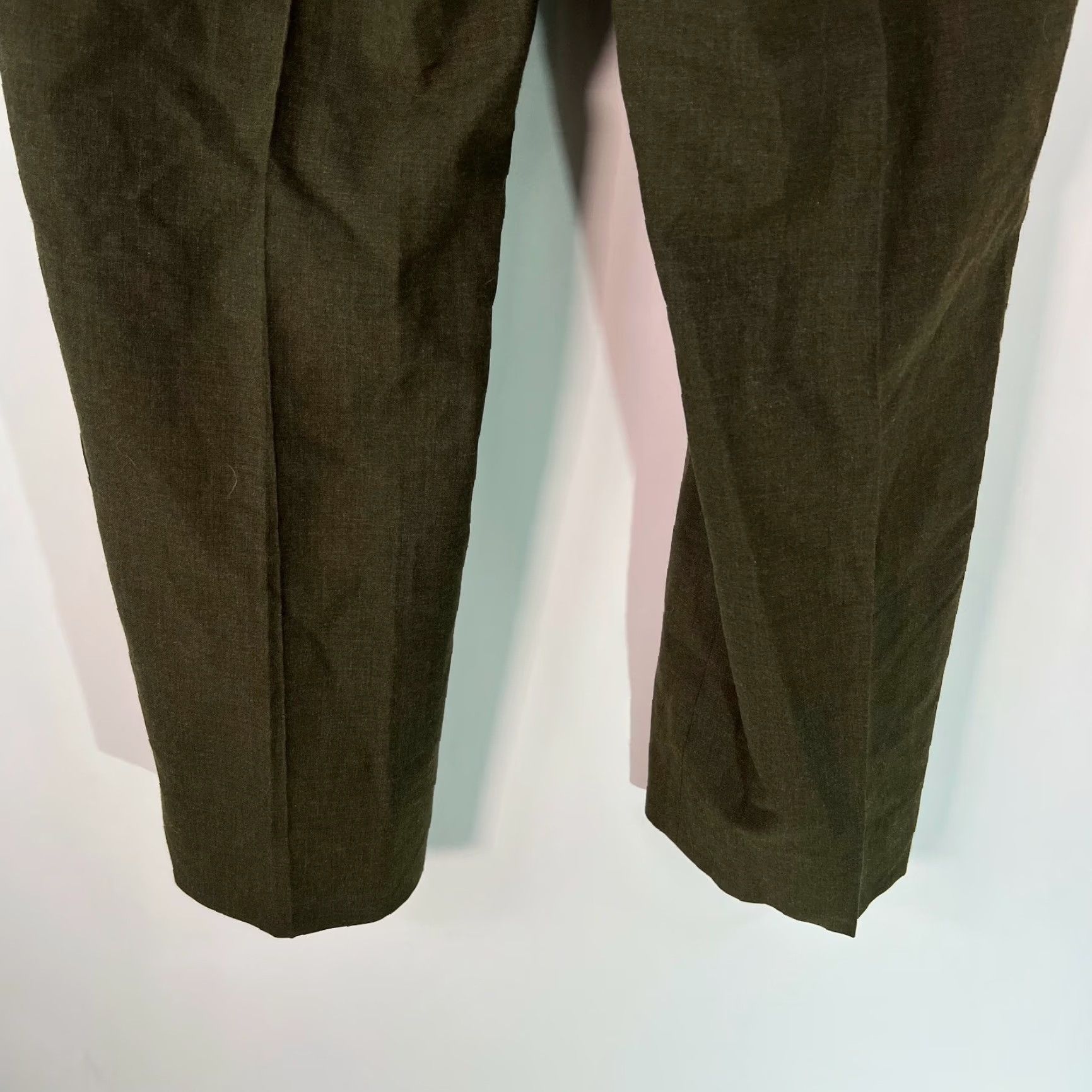 Vintage Mens Flat Front Straight Leg Low Rise Green Belted Trouser Dress Pants Size 33S Size US 32 / EU 48 - 7 Thumbnail