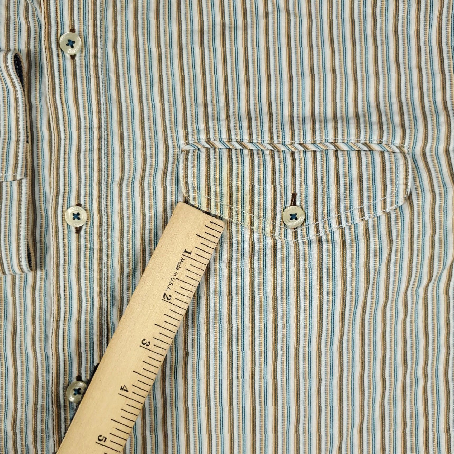Tommy Bahama Tommy Bahama Shirt Mens 2XL Striped Button-Up Long Sleeve Beige Blue Cotton Casual Shirt Mens 2XL Size US XXL / EU 58 / 5 - 3 Thumbnail