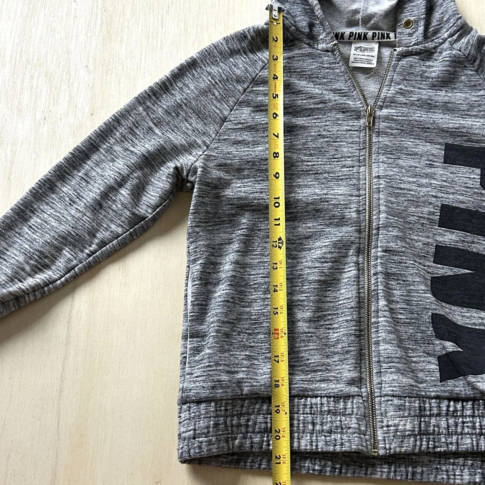 Pinko PINK Victoria's Secret Hoodie Womens XS Gray Full Zip Knit Logo Sweatshirt Size XS / US 0-2 / IT 36-38 - 4 Thumbnail