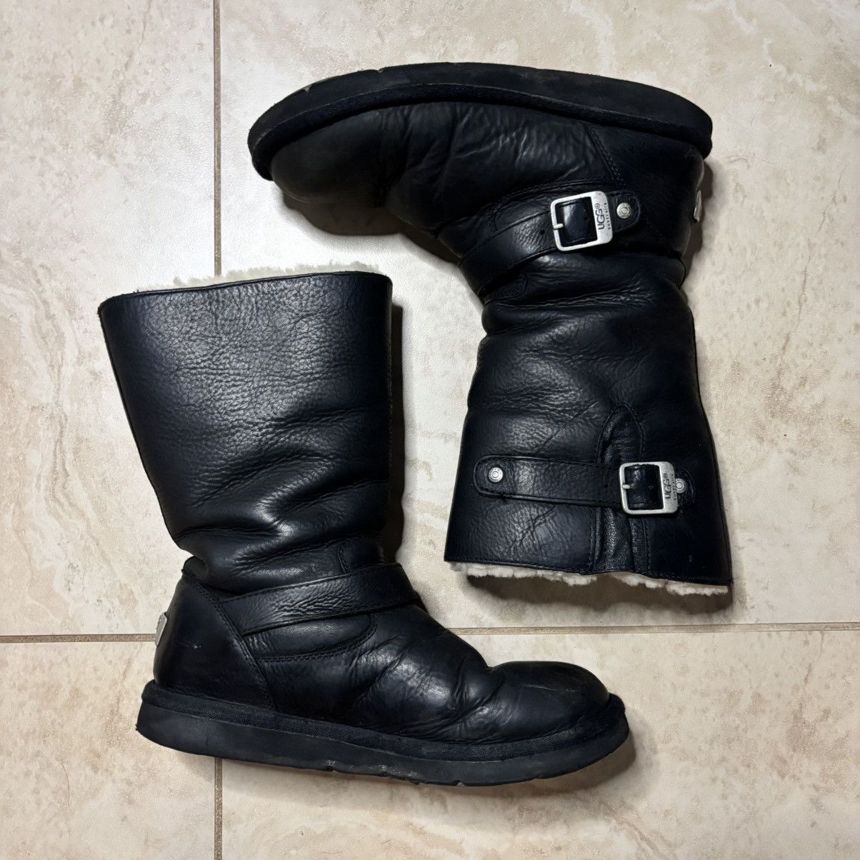 Ugg ugg sutter moto leather engineer shearling black boots 8.5 Size US 8.5 / EU 41-42 - 2 Thumbnail