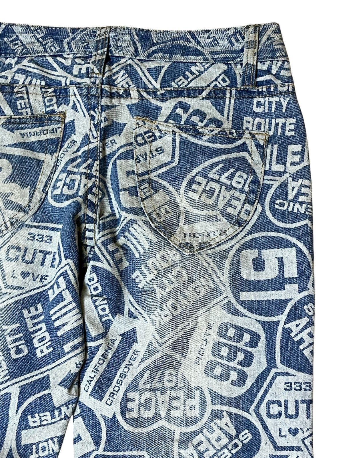 Le Grande Bleu (L.G.B.) Sick japanese subculture W.A.Z.P fullprint route 666 jeans Size US 30 / EU 46 - 8 Thumbnail