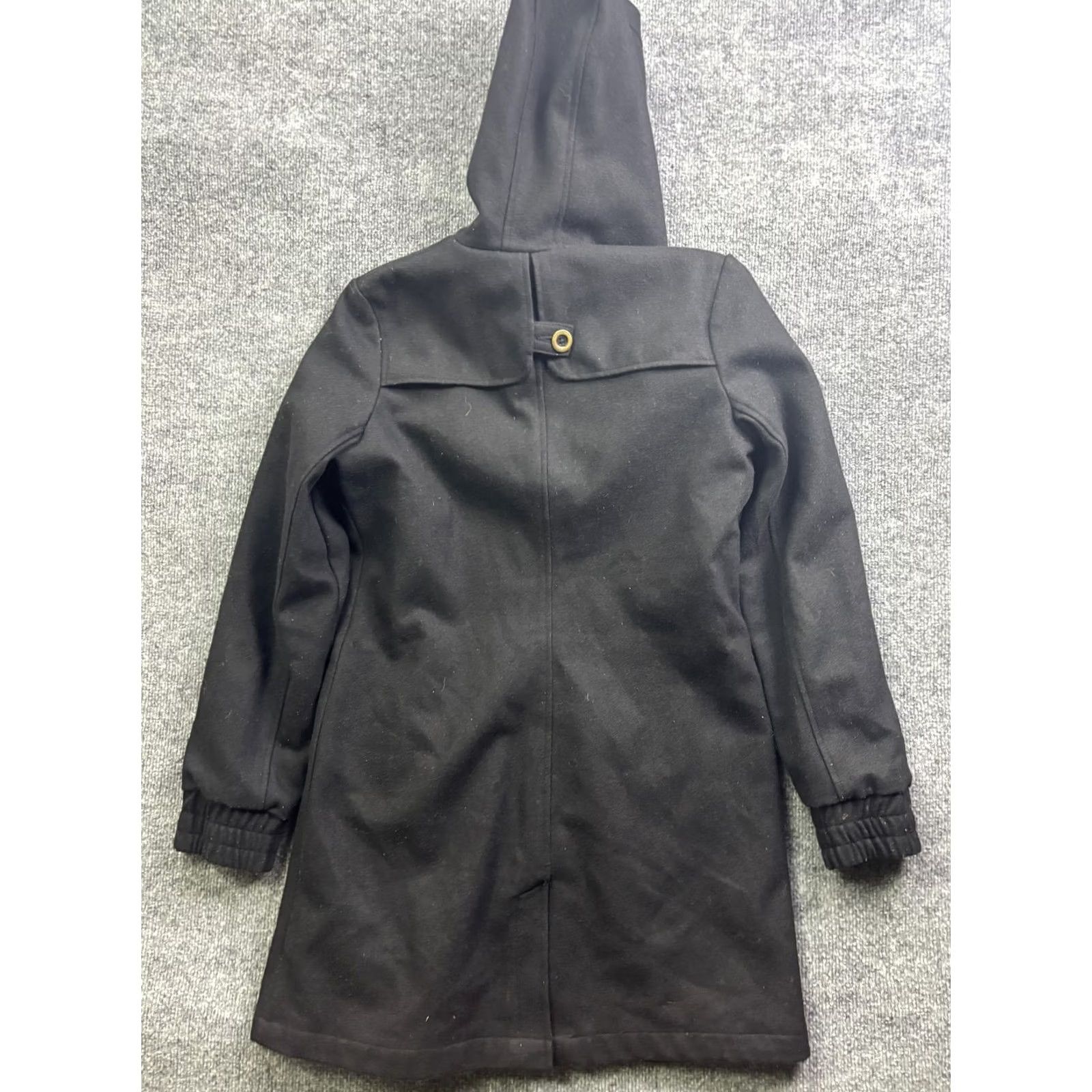 Vintage Roxy Coat Womens M Black Hooded Lined Wool-Blend Mid-Length Pockets Button Parka Jacket/Coat Casual Travel Mens Womens Girls Boys Size M / US 6-8 / IT 42-44 - 8 Thumbnail