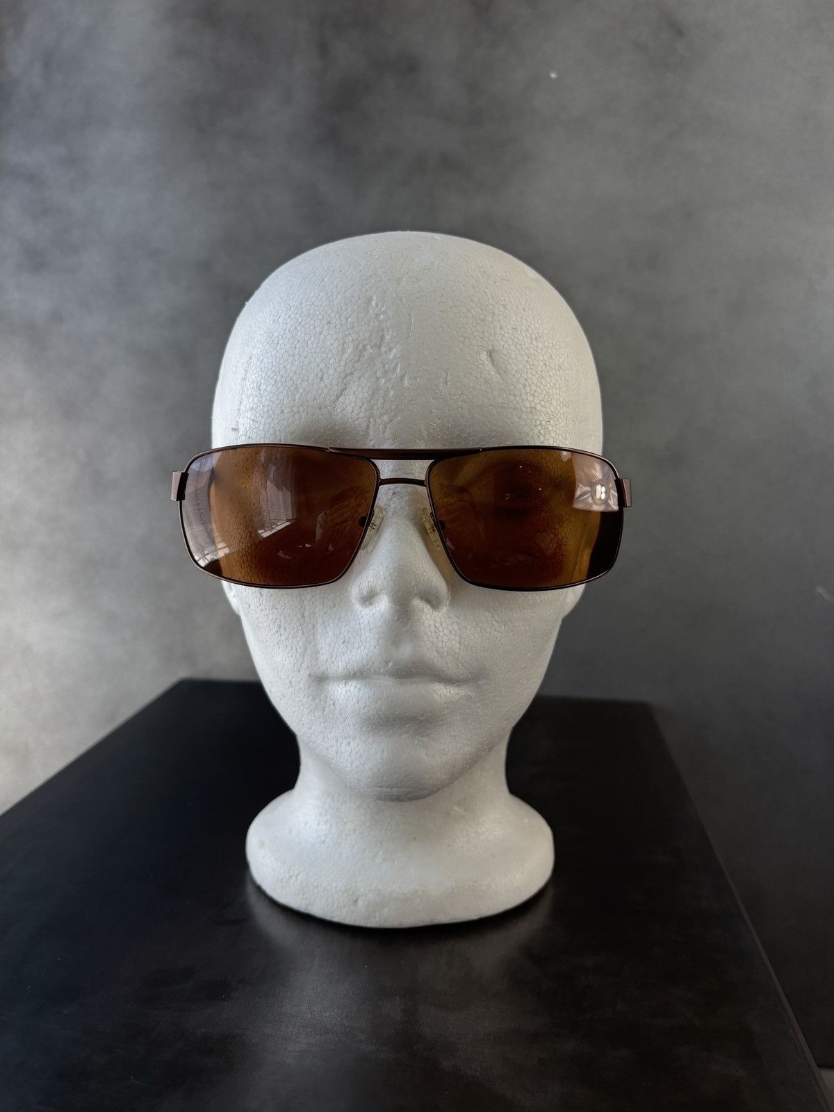 Designer Hoffman Sunglasses Aviators Bronze Metal Wrap Shield 90s Size ONE SIZE - 7 Thumbnail