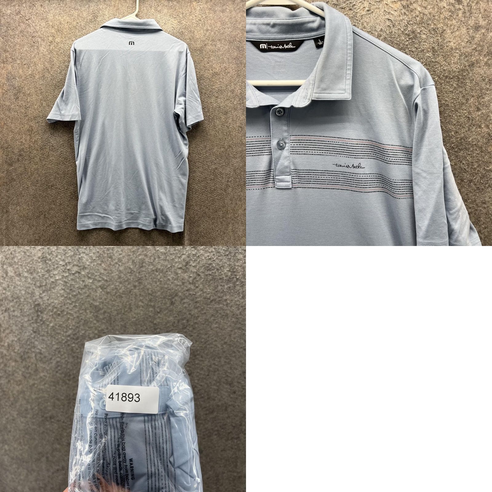 TravisMathew Travis Mathew Polo Shirt Mens Large Blue Chest Stripe Short Sleeve Golf Casual Shirt Size US L / EU 52-54 / 3 - 8 Thumbnail