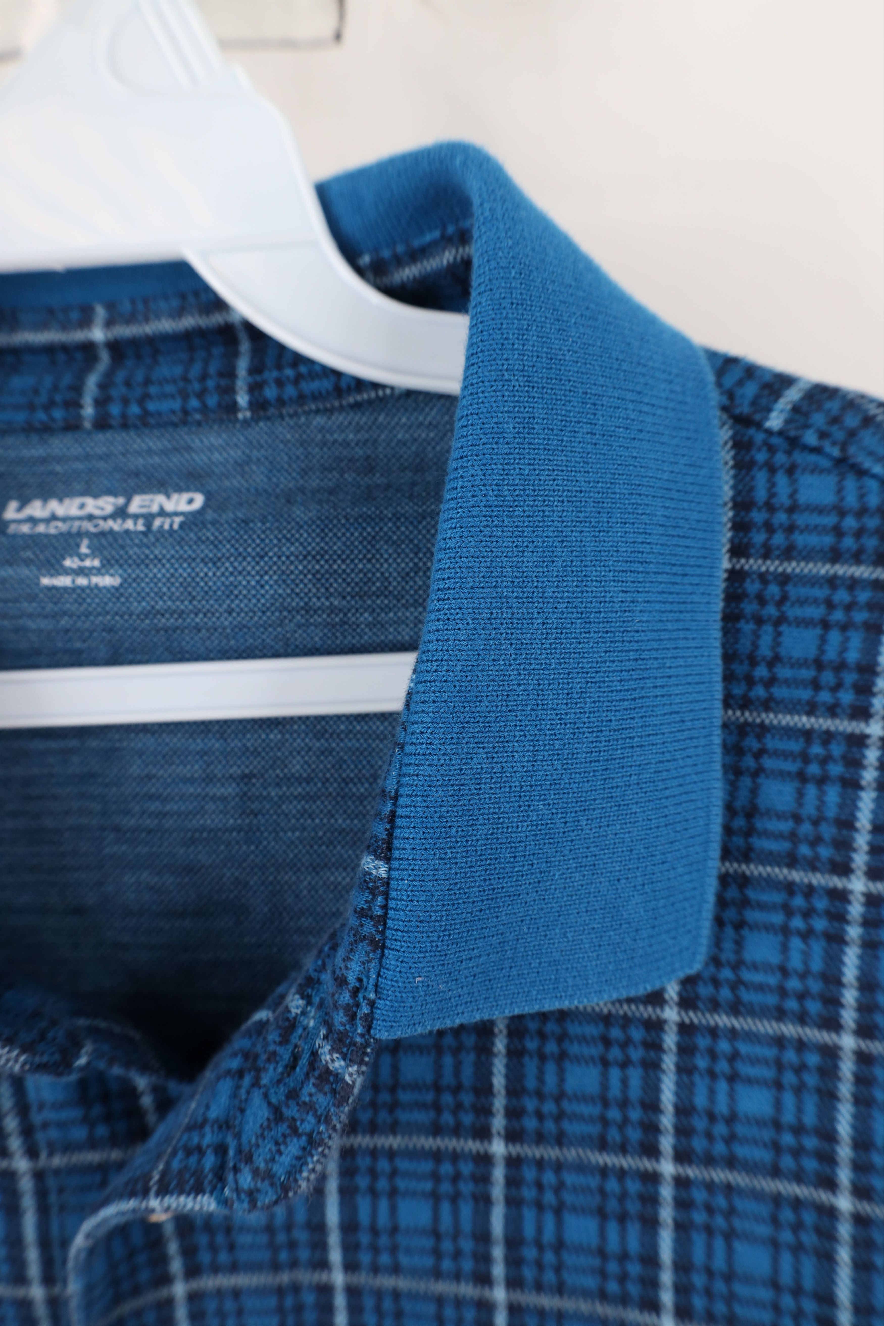 Lands' End × Vintage Vintage Y2K Lands End Long Sleeve Rugby Polo Shirt Plaid Size US L / EU 52-54 / 3 - 6 Thumbnail