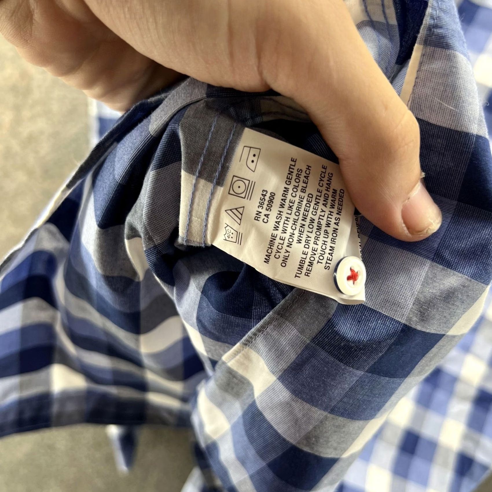 Tommy Hilfiger Tommy Hilfiger Dress Shirt Mens 17.5 32/33 Blue Check Slim Non Iron Long Sleeve Shirt Size 48R - 5 Thumbnail