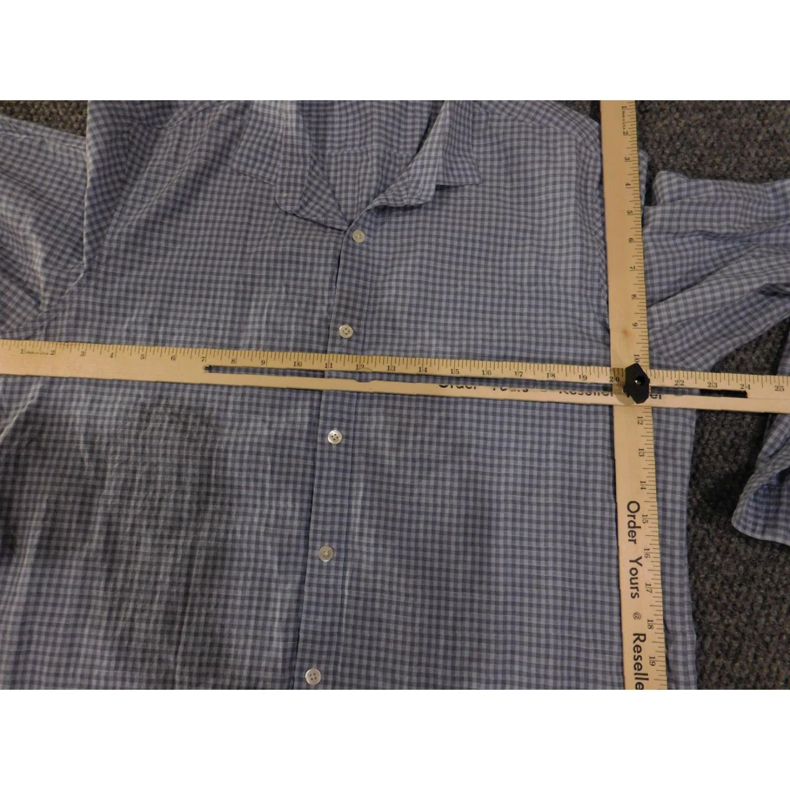Theory Theory Shirt Mens XL Blue Gray Gingham Check Button Down Long Sleeve Cotton Size US XL / EU 56 / 4 - 6 Thumbnail