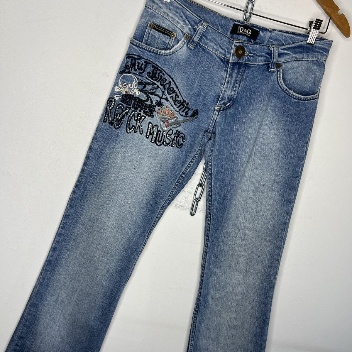 Dolce & Gabbana × Vintage Dolce&Gabbana Low Rise Flared Y2K BootCut 00’s Jeans Pants Size 29" - 3 Thumbnail