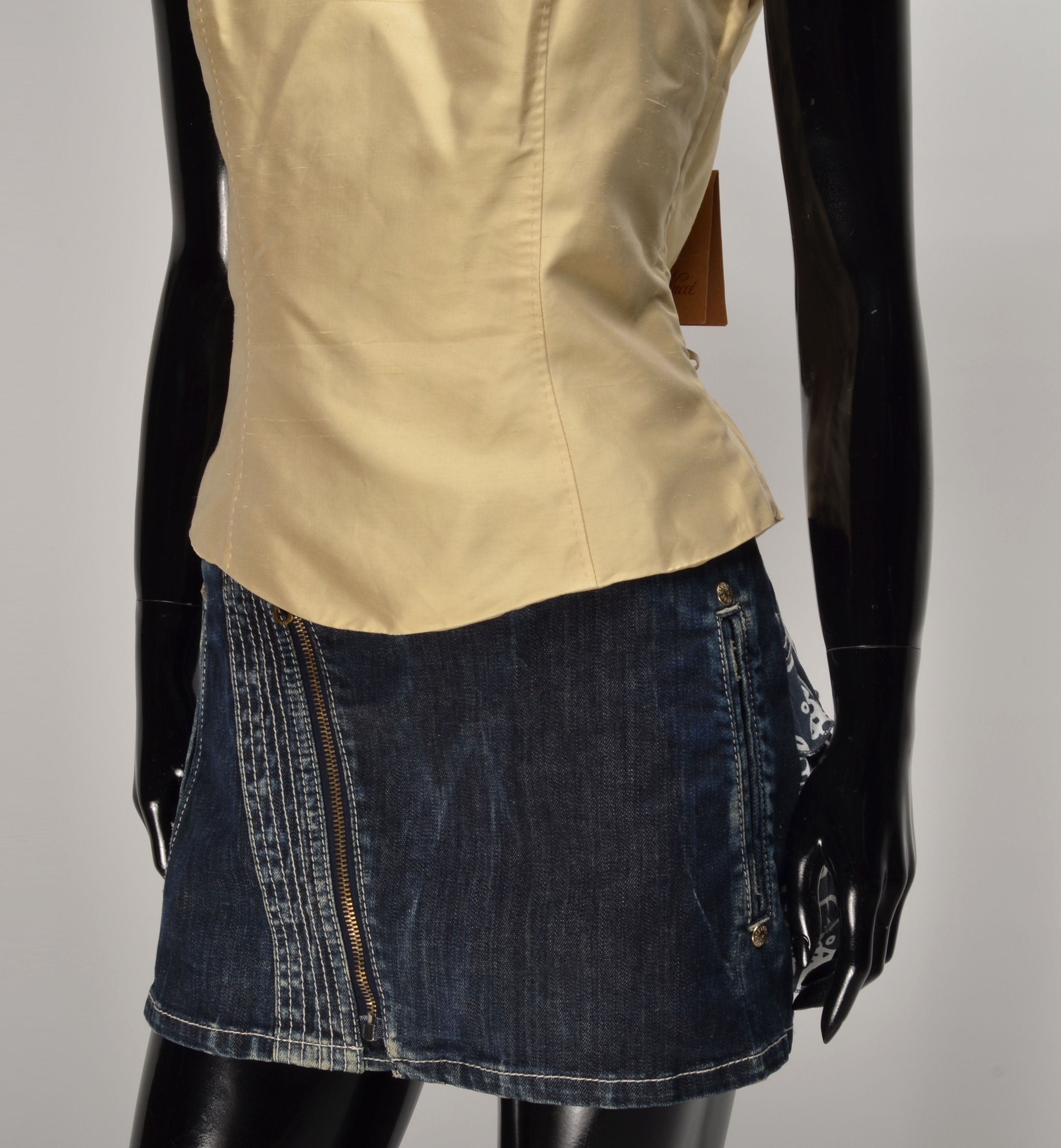 Other Vintage Renato Nucci Beige Silk 90's Corset Style Top Size M / US 6-8 / IT 42-44 - 3 Thumbnail