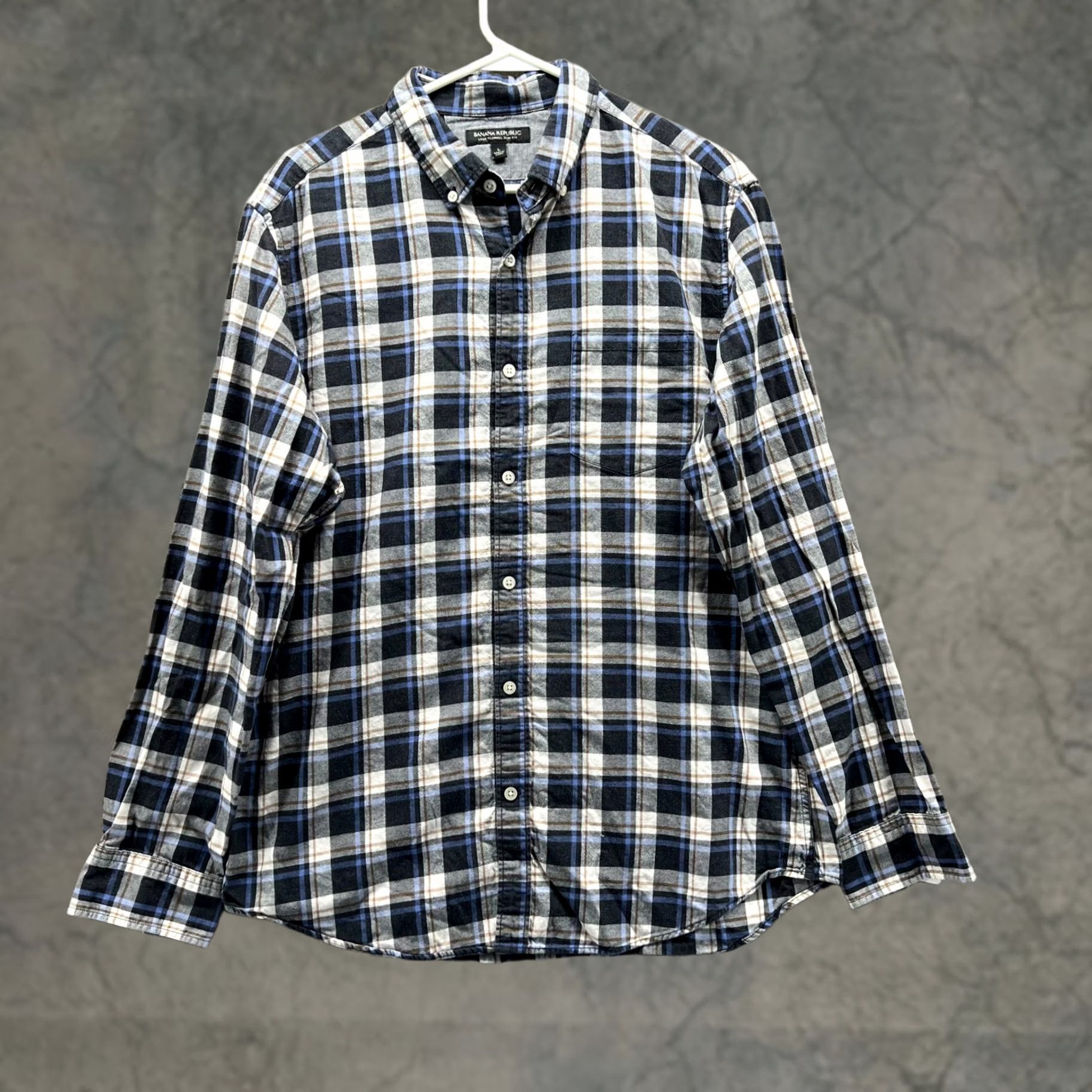 Banana Republic VINTAGE Banana Republic Shirt Men L Blue Button-Down Luxe Flannel Slim Fit Plaid Casual Workwear Size US L / EU 52-54 / 3 - 1 Thumbnail