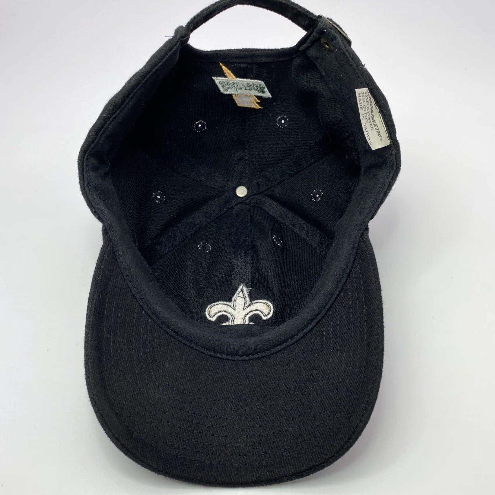 Logo Athletic VINTAGE 90s Logo Athletic NFL New Orleans Saints Adjustable Baseball Cap Black Twill Retro Mens Size ONE SIZE - 6 Thumbnail