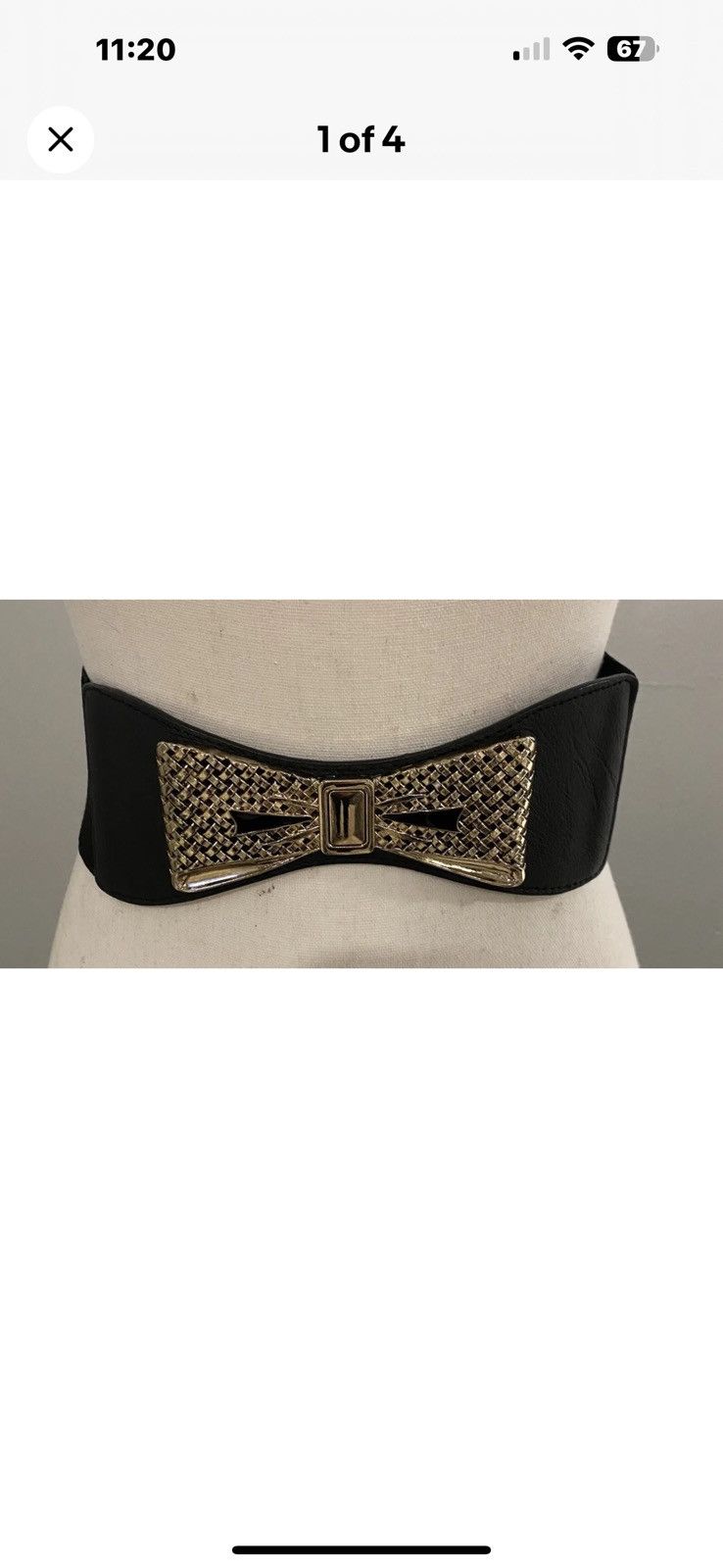 Other Super Trendy Black Elastic Belt w/Silver Bow 3" X 27" Size ONE SIZE - 1 Thumbnail