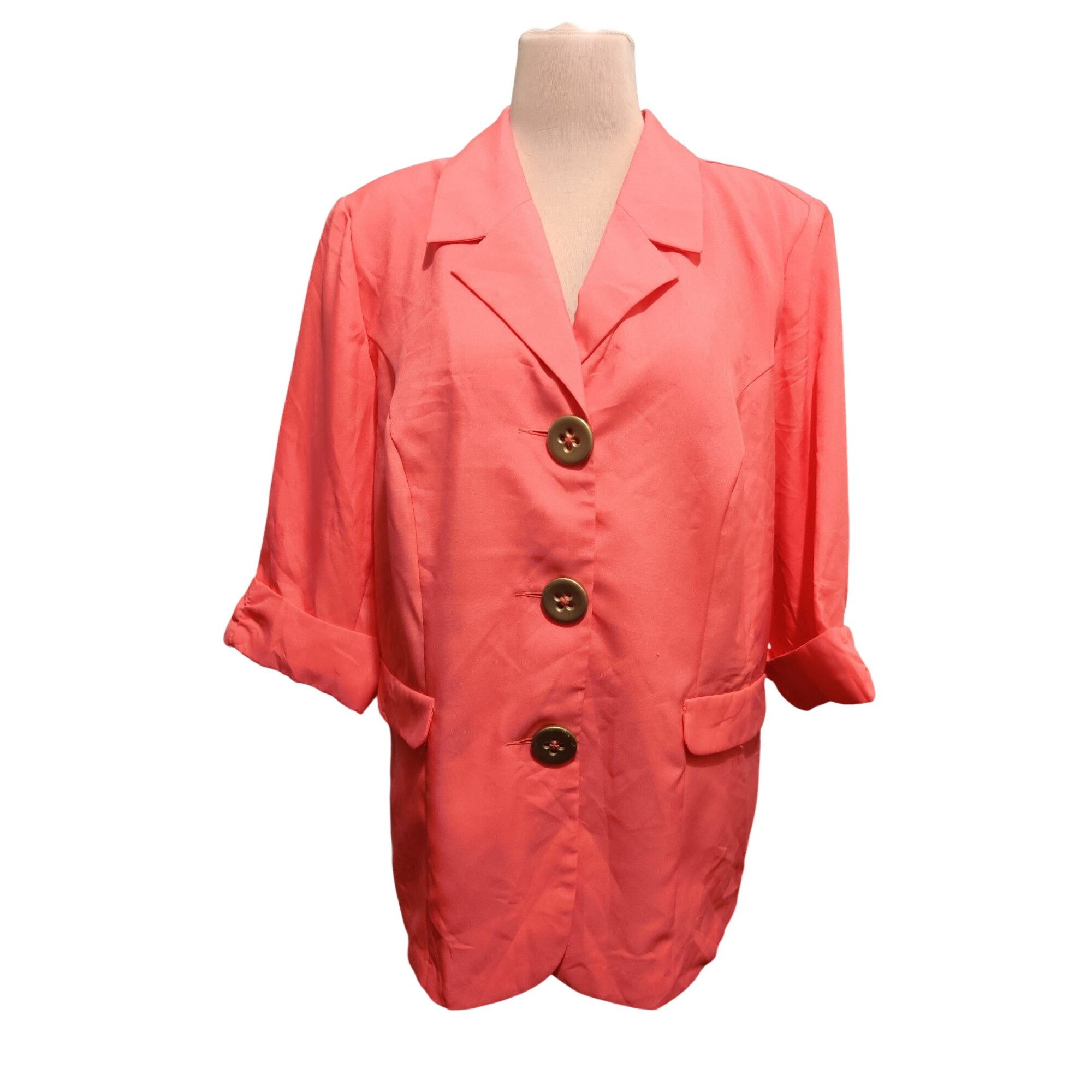 & Other Stories Allison Woods 22W Coral Button Front Plus Size Power Blazer Size 3XL / US 20-22 - 1 Thumbnail