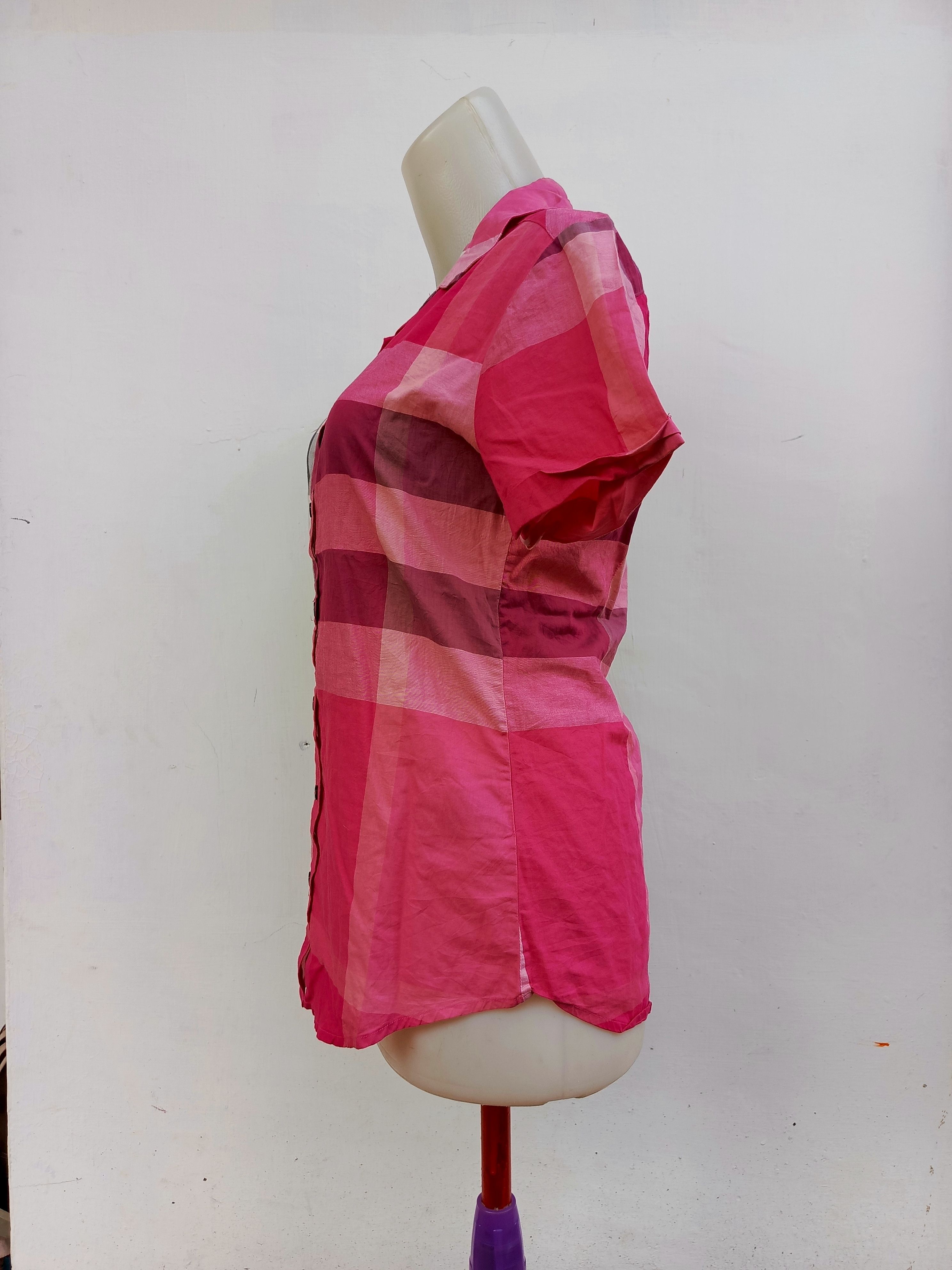 Burberry Burberry Brit Nova Check Short Sleeve Shirt – Women Size S / US 4 / IT 40 - 6 Thumbnail