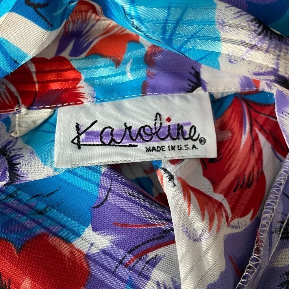 Other Vintage Karoline Floral Pleated Blouse | Size 12 | Tie-Front Size XL / US 12-14 / IT 48-50 - 3 Thumbnail