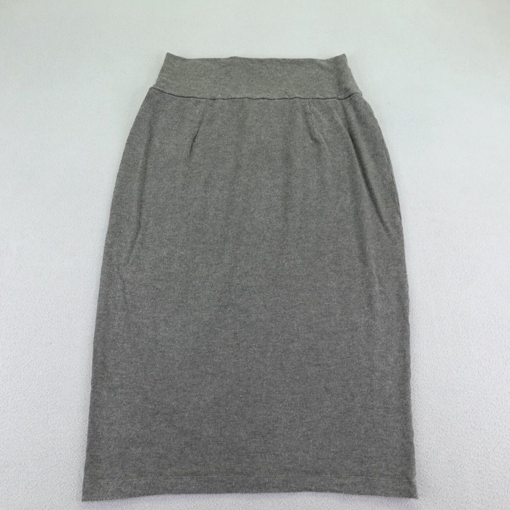 VINTAGE Eileen Fisher Skirt Women Midi Gray Medium Lyocell Spandex Knit Stretch Contour