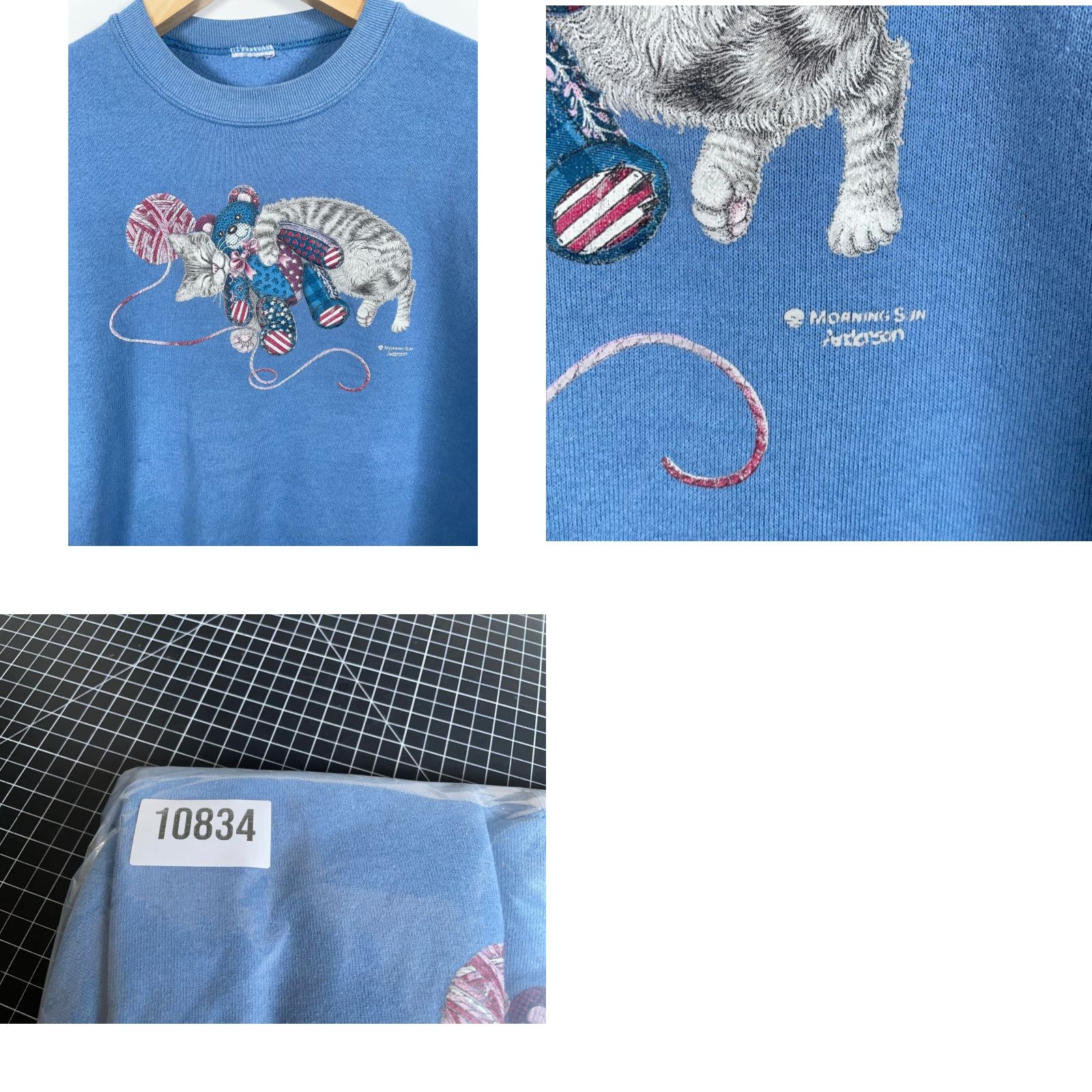 Vintage VINTAGE Morning Sun Sweatshirt Cat Teddy Bear Blue Crewneck XL Womens Regular Pullover Graphic Print 90s Nature Casual Fall Spring Summer Winter Size XL / US 12-14 / IT 48-50 - 9 Thumbnail