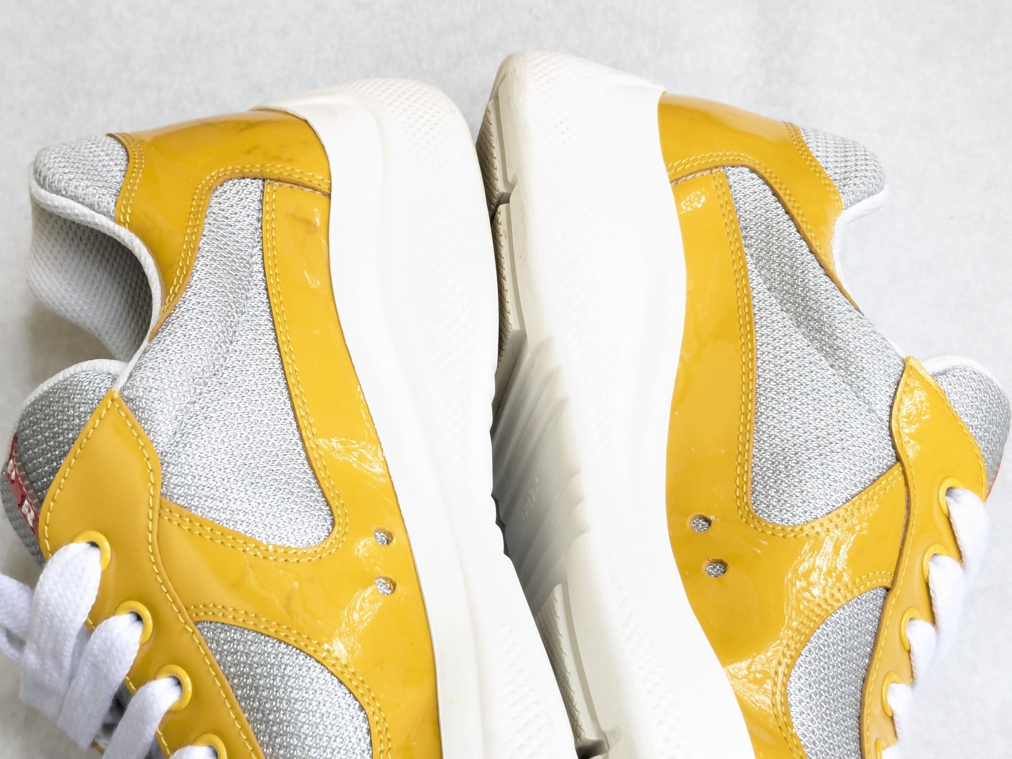 Prada America's Cup Yellow 9.5 Low Top Patent Leather