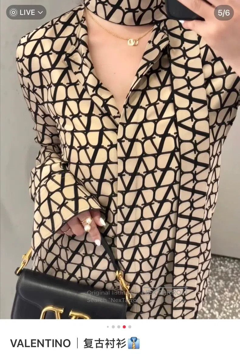 Valentino Valentino Full V logo mulberry silk streamer shirt Size XS / US 0-2 / IT 36-38 - 8 Thumbnail