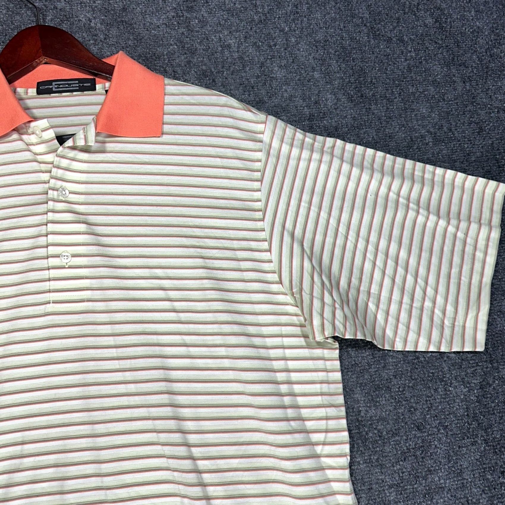 Vintage Carnoustie Polo Shirt Mens M Short Sleeve Green Orange Stripe Cotton Golf Size US M / EU 48-50 / 2 - 2 Thumbnail