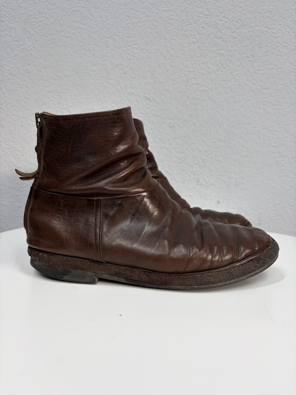 Hedi Slimane Vintage Y2K Guidi CCP Style Distressed Leather Biker Boots Size US 9 / EU 42 - 9 Thumbnail