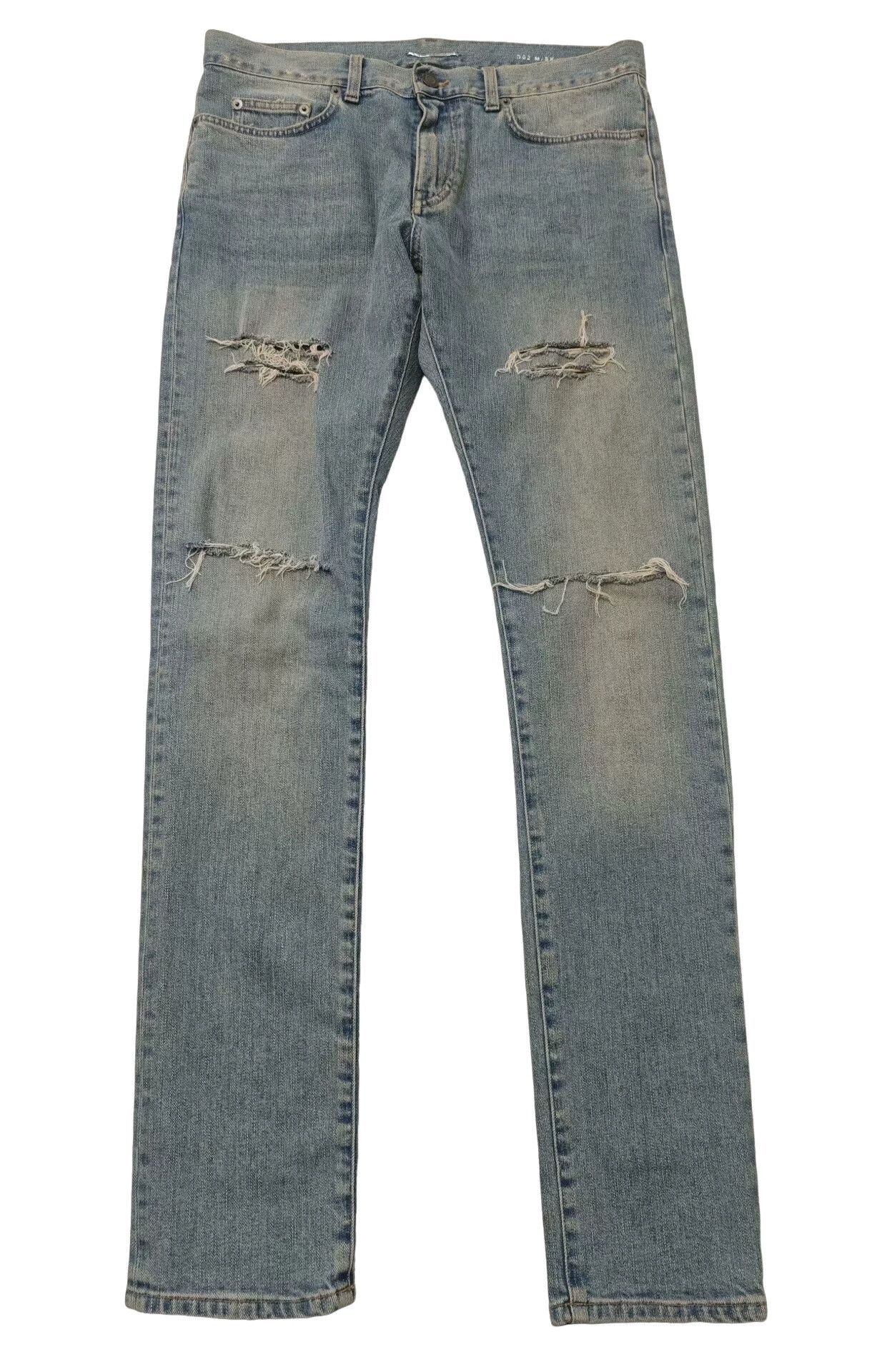 Saint Laurent Paris SLP FW14 D02 Distressed Denim Crash Jeans
