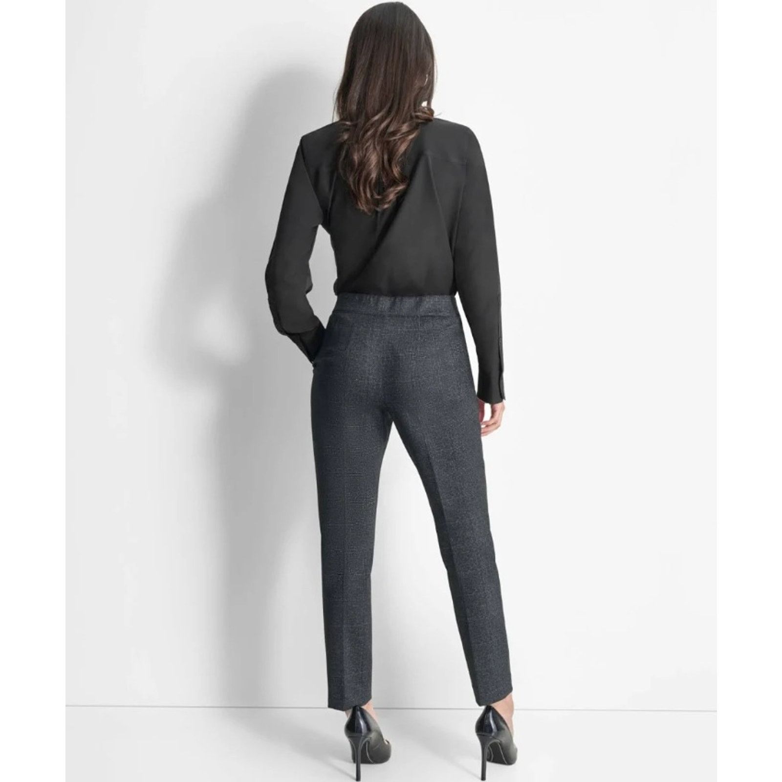 DKNY DKNY Women Charcoal Plaid Slim Ankle Trousers Size 14 Size 36" / US 14 / IT 50 - 5 Thumbnail