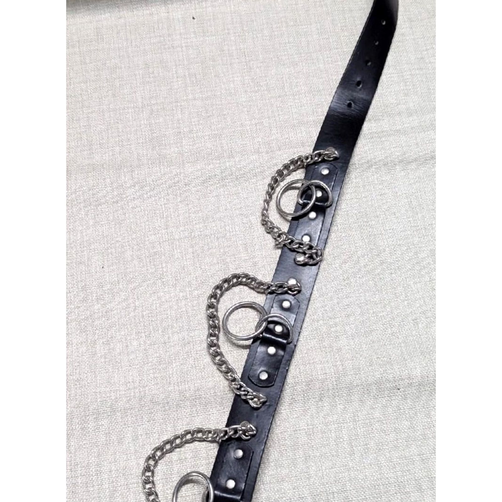 Hot Topic VINTAGE hot topic belt leather black handcuffs 40 goth punk 90s CHAINS Tripp Y2K adjustable Mens belts Size 40 - 6 Thumbnail