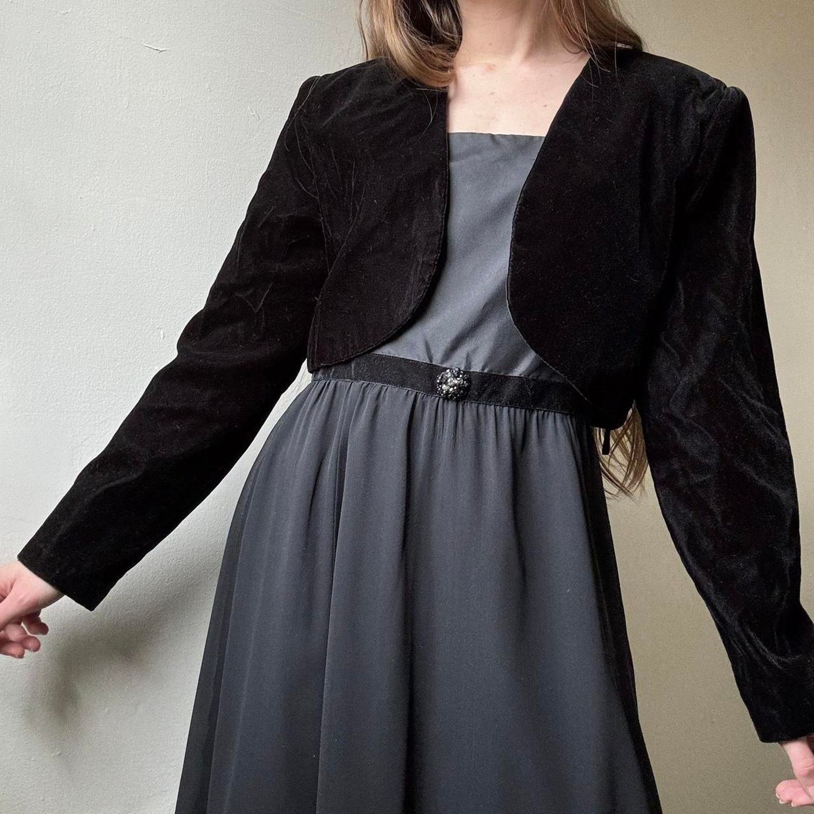 Other Vintage Scott McClintock Petites Velvet Crop Jacket Medium Size M / US 6-8 / IT 42-44 - 4 Thumbnail