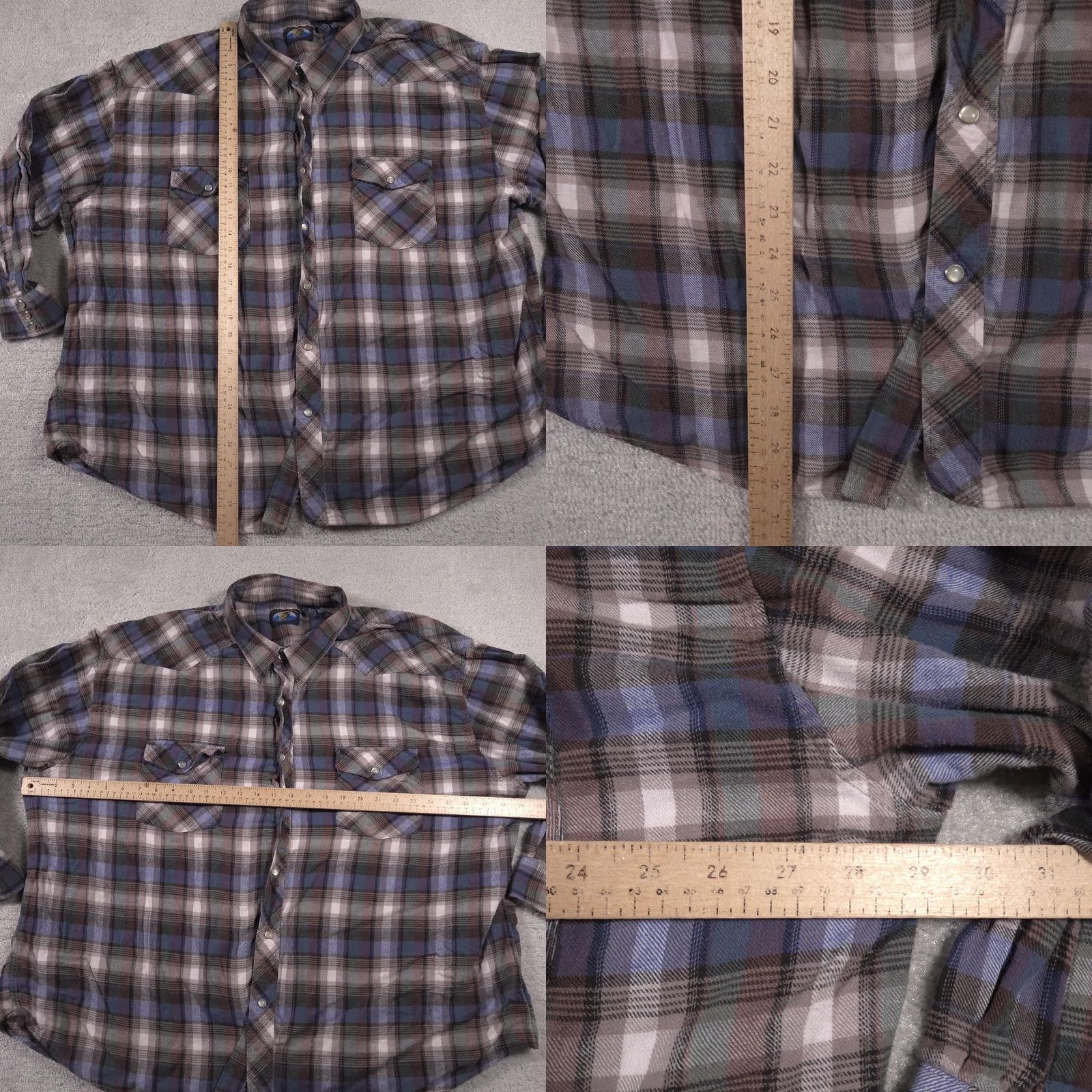 Vintage Falcon Bay Shirt Mens 3XL Plaid Western Pearl Snap Long Sleeve Cowboy Rodeo Size US XXL / EU 58 / 5 - 8 Thumbnail