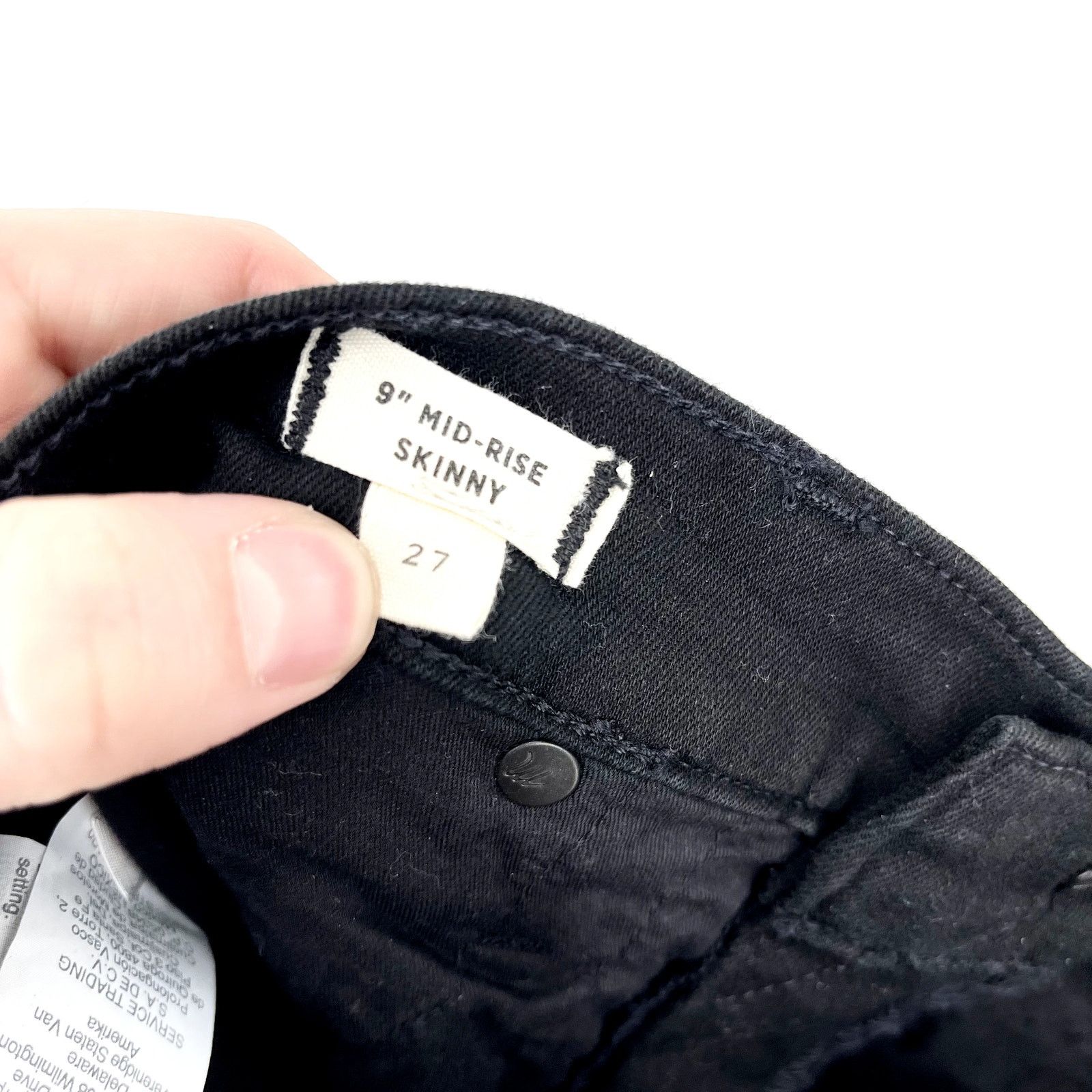 Madewell Madewell Button Fly 9" Mid-Rise Skinny Black Casual Jeans 27 Size 27" / US 4 / IT 40 - 7 Thumbnail