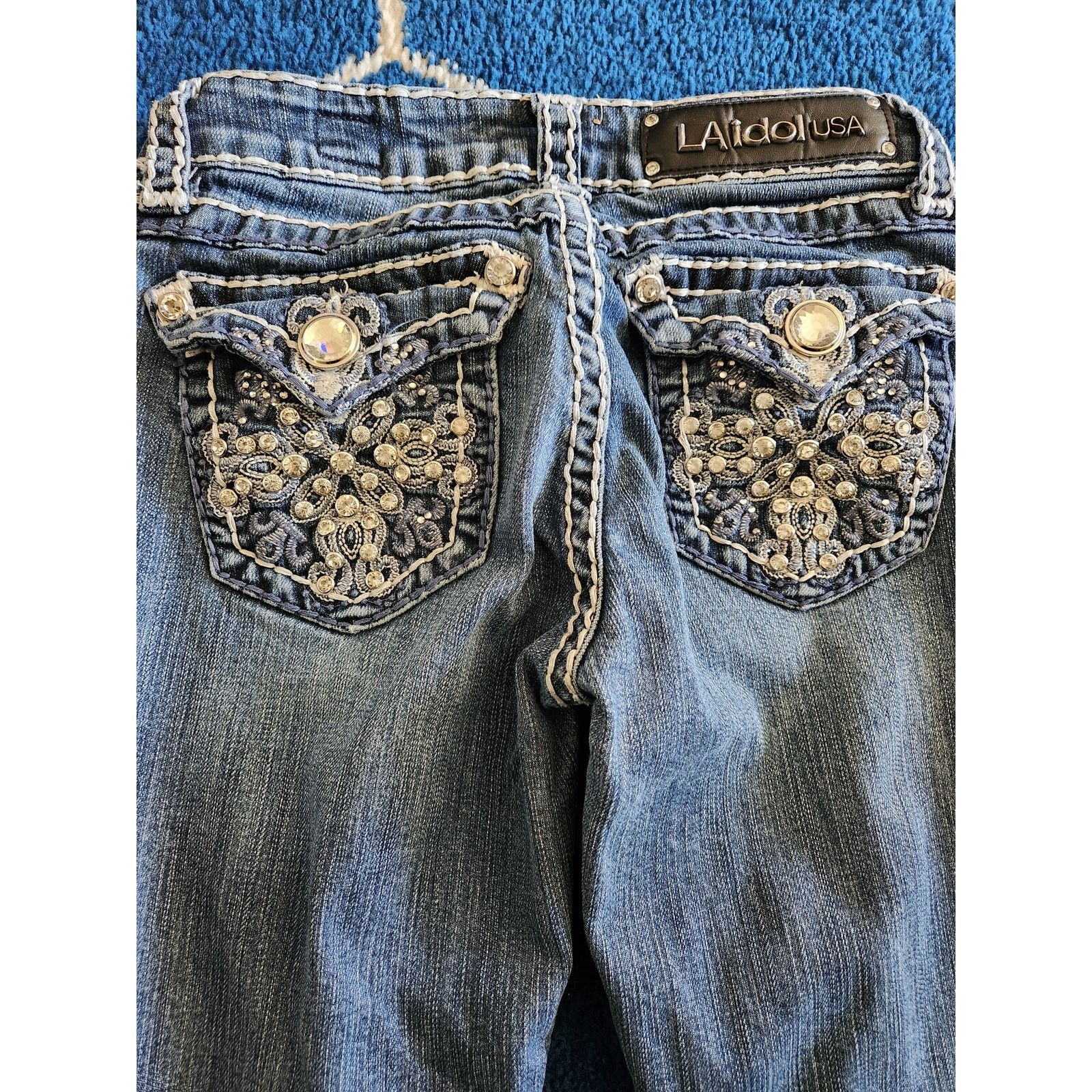 Other L.A Idol Women's Rhinestone Medium Wash Jeans-Sz1 Size 27" / US 4 / IT 40 - 5 Thumbnail