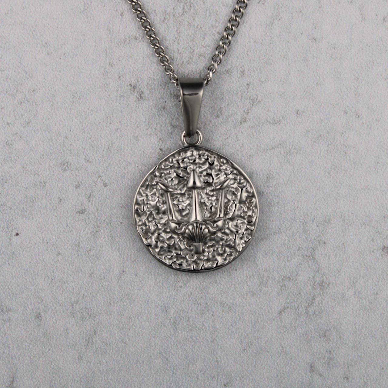 Jewelry Silver Trident Pendant Chain Necklace Size ONE SIZE - 3 Thumbnail
