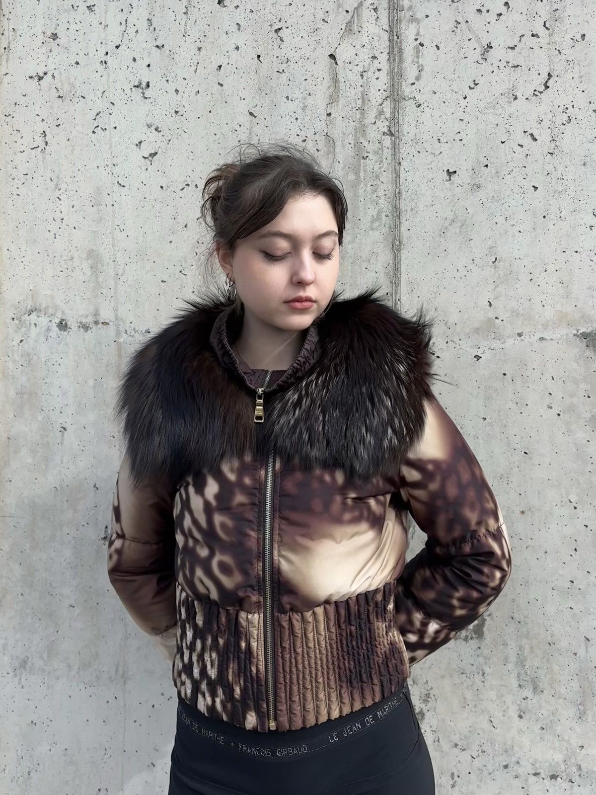 Prada 2000's Prada Leopard Fur Neck Down Jacket Size M / US 6-8 / IT 42-44 - 4 Thumbnail