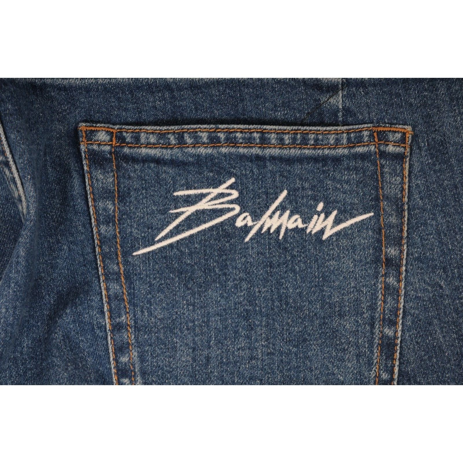Balmain Slim Jeans Blue Indigo Knee Slashed Denim Size US 33 - 8 Thumbnail