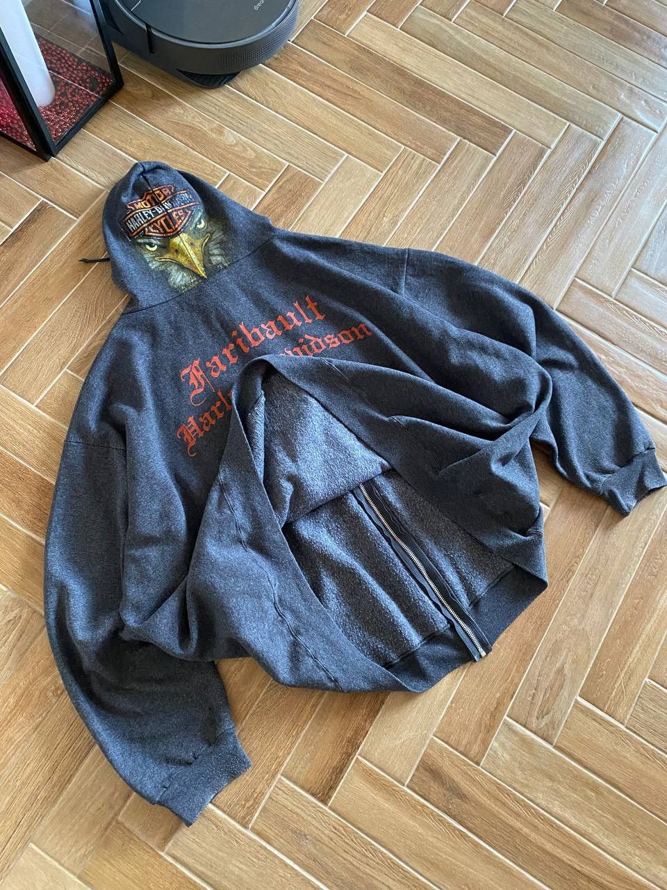 Harley Davidson × Vintage Vintage Harley Davidson Big Logo Zip Up Boxy Fit Hoodie 2012 Size US XXL / EU 58 / 5 - 7 Thumbnail