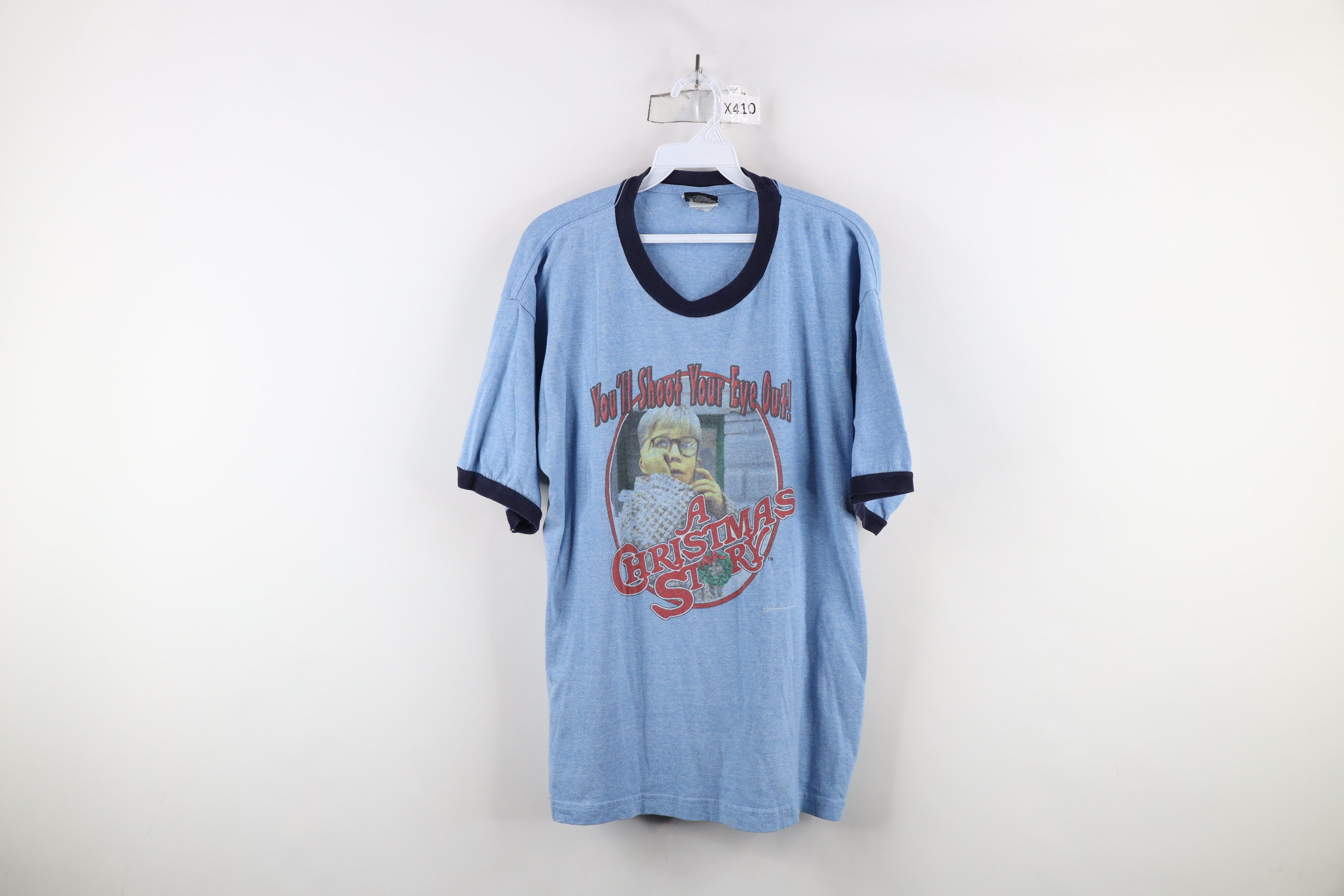 Vintage Vintage 90s Christmas Shoot Your Eye Out Ringer T-Shirt Size US L / EU 52-54 / 3 - 1 Thumbnail