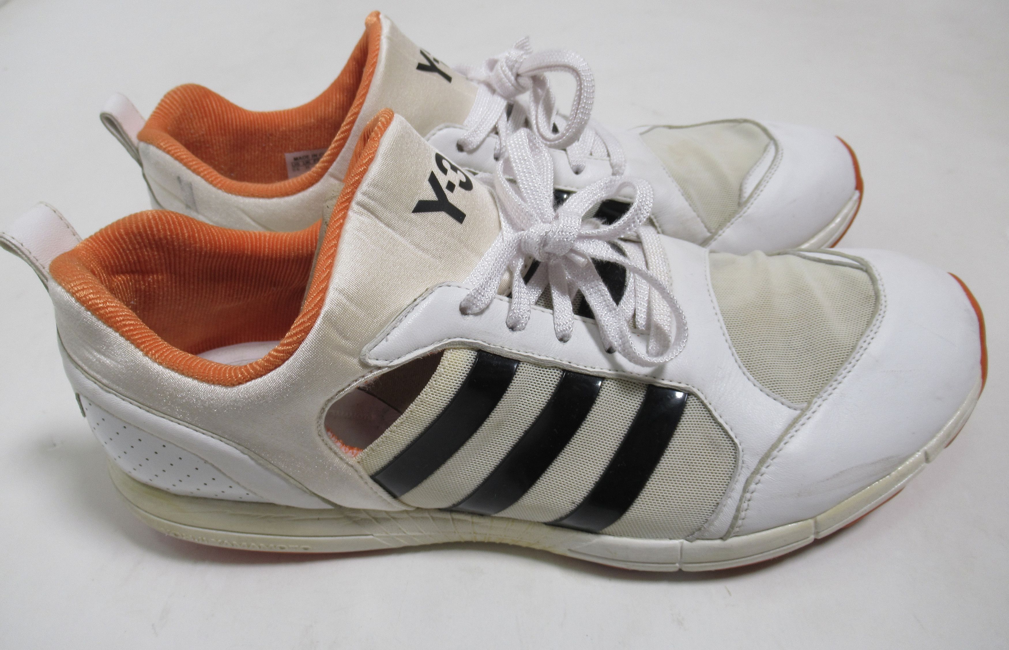 Y-3 Y-3 Breathable Leather Mesh Sneaker White Orange G17526 Size US 11.5 / EU 44-45 - 2 Thumbnail