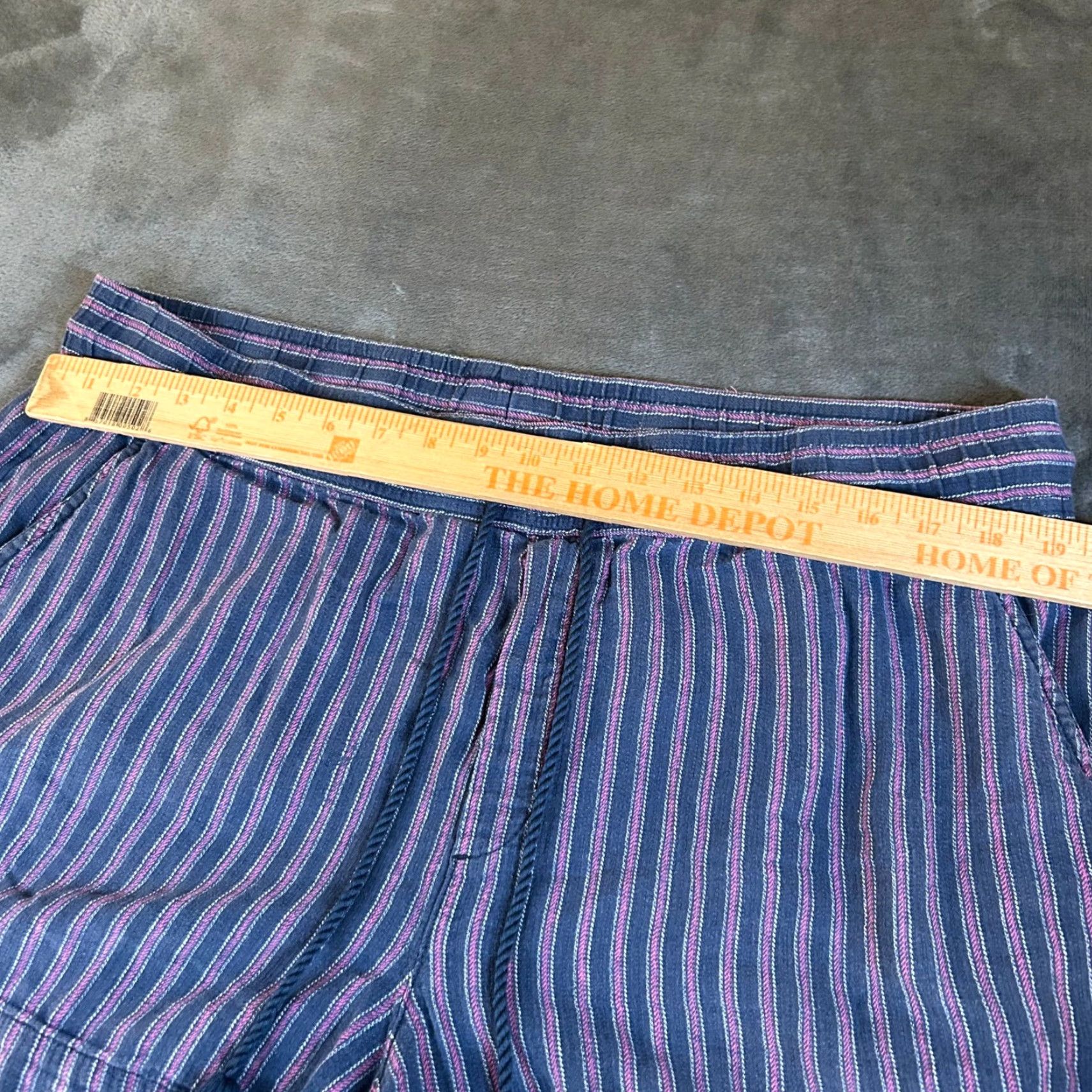 Gap GAP Striped Shorts Blue Purple Drawstring Linen Blend Casual Womens XL Size 40" / US 18 - 5 Thumbnail