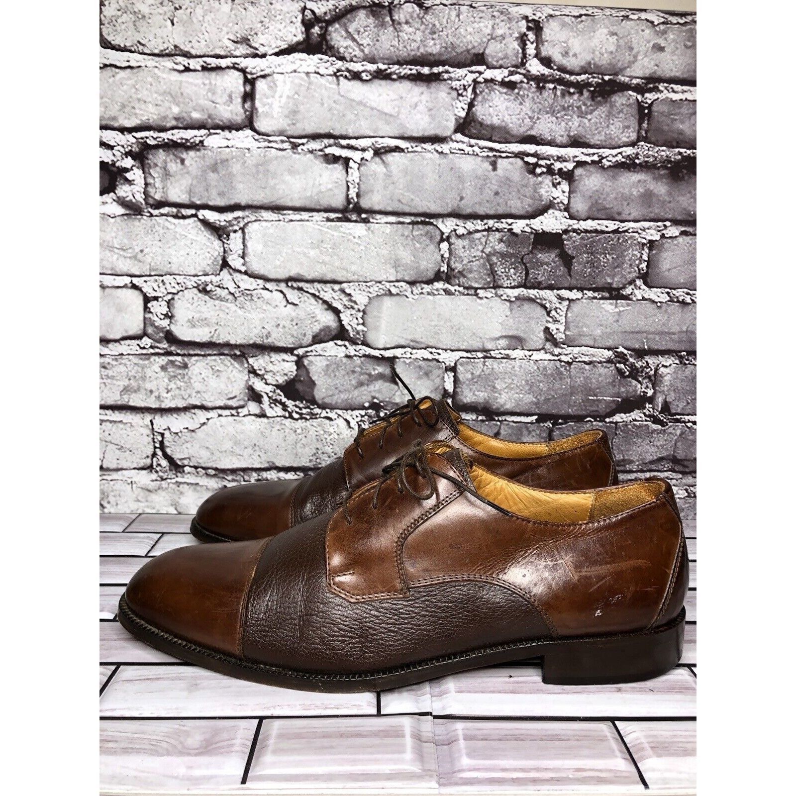 Pronto Uomo Pronto Uomo Firenze Brown Leather Cap Toe Oxfords Dress Shoe Size US 12 / EU 45 - 12 Thumbnail