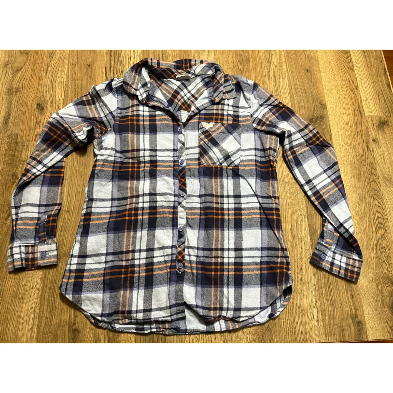 Vintage Columbia Shirt, Women's Size Large, Plaid, Button-Up, Long Sleeve, Orange, Blue, Casual, Fall, Spring, Summer, Regular Fit, Womens, Colu m bia Shirt Size L / US 10 / IT 46 - 2 Thumbnail