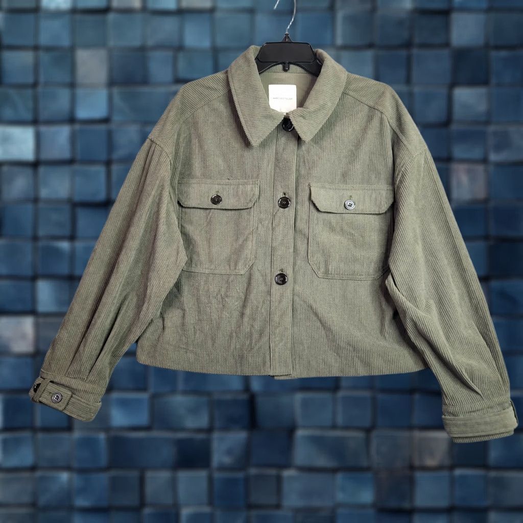 AVEC LES FILLES Avec Les Filles Women's Corduroy Jacket L Green Button Front Utility Jacket Size L / US 10 / IT 46 - 1 Thumbnail