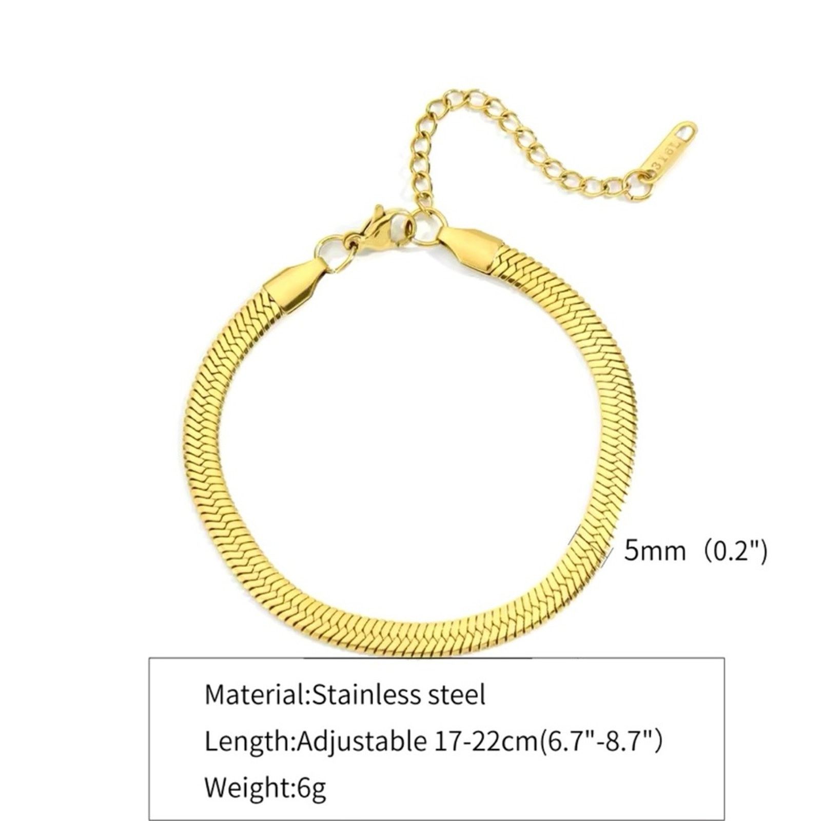 Other Stainless Steel Smooth Gold Bracelet Snake Chain Men Size ONE SIZE - 2 Thumbnail