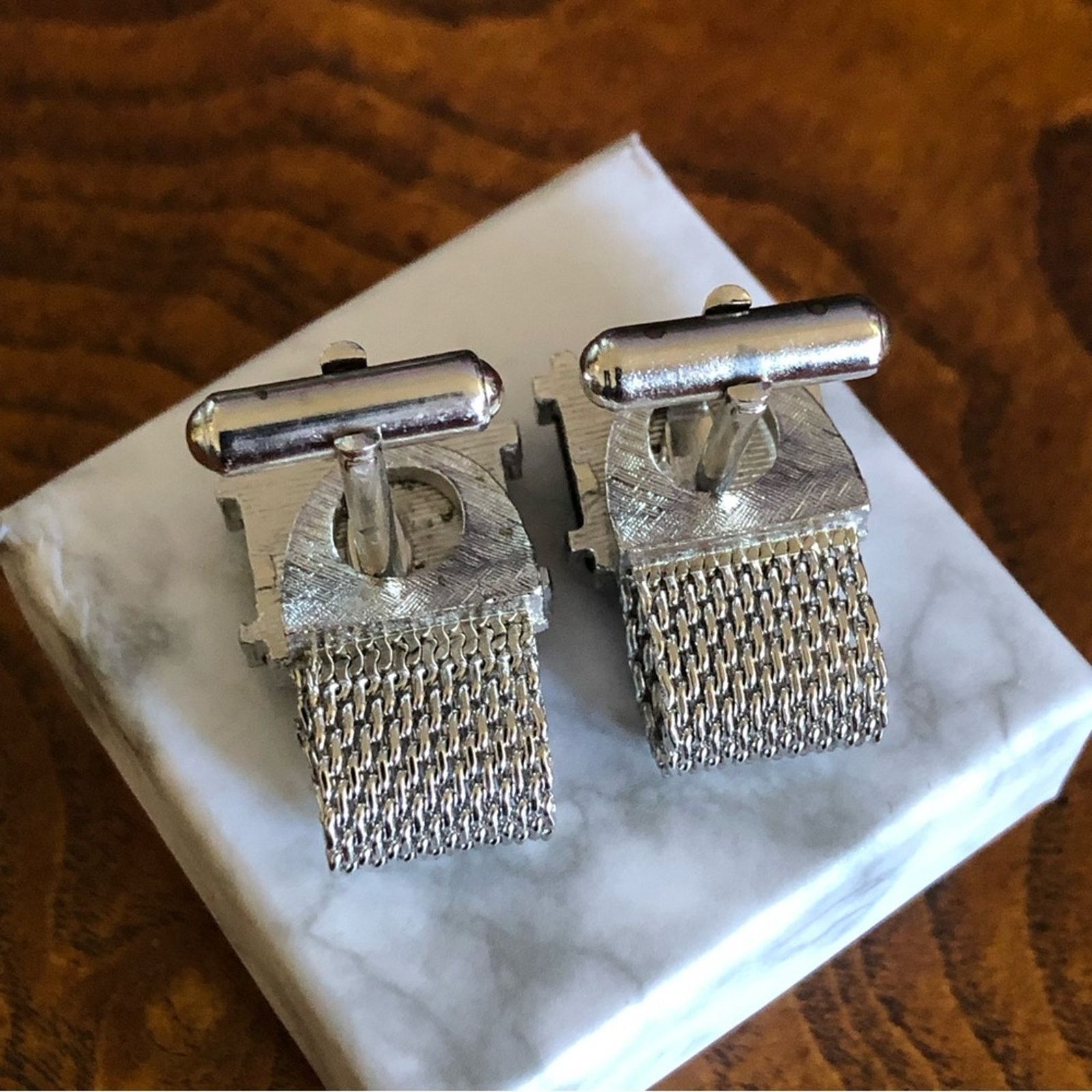 Vintage Vintage Swank hematite silver mesh wrap style cuff links Size ONE SIZE - 5 Thumbnail