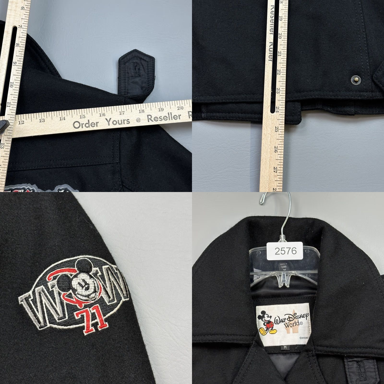 Disney VINTAGE Disney Peacoat Jacket Women's M Black Wool Blend 71 Logo Embroidered Button, Logo, Collared, Inner Pockets, Dry Clean Only, 80s 90s Theme Size M / US 6-8 / IT 42-44 - 11 Thumbnail