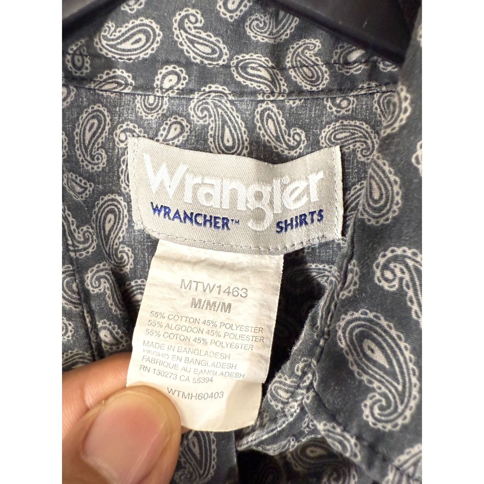 Wrangler VINTAGE Wrangler Wrancher Western Shirt Mens M Gray Paisley Pearl Snap Front Cowboy Pockets Long Sleeve Mens Size US M / EU 48-50 / 2 - 6 Thumbnail