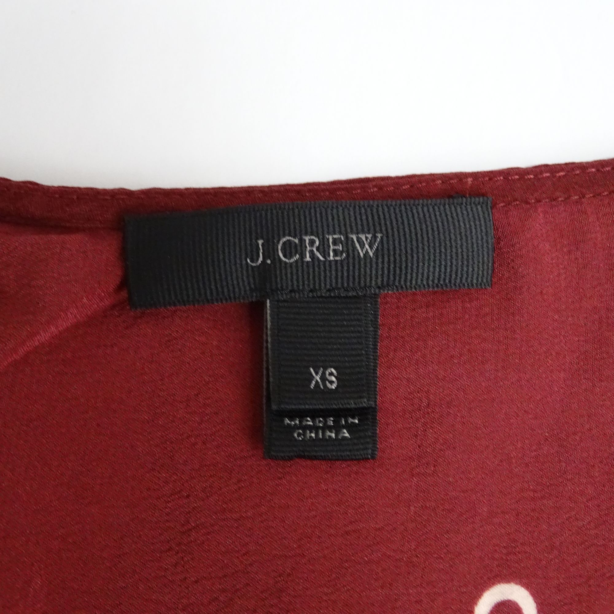 J.Crew J Crew Burgundy Red Wrap Printed Silk Blouse Top Size XS Size XS / US 0-2 / IT 36-38 - 5 Thumbnail