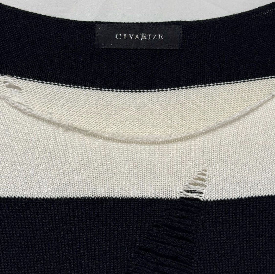 CIVARIZE Grunge Distressed/Striped 5/8 Sleeve Knit Sweater Size US M / EU 48-50 / 2 - 2 Thumbnail