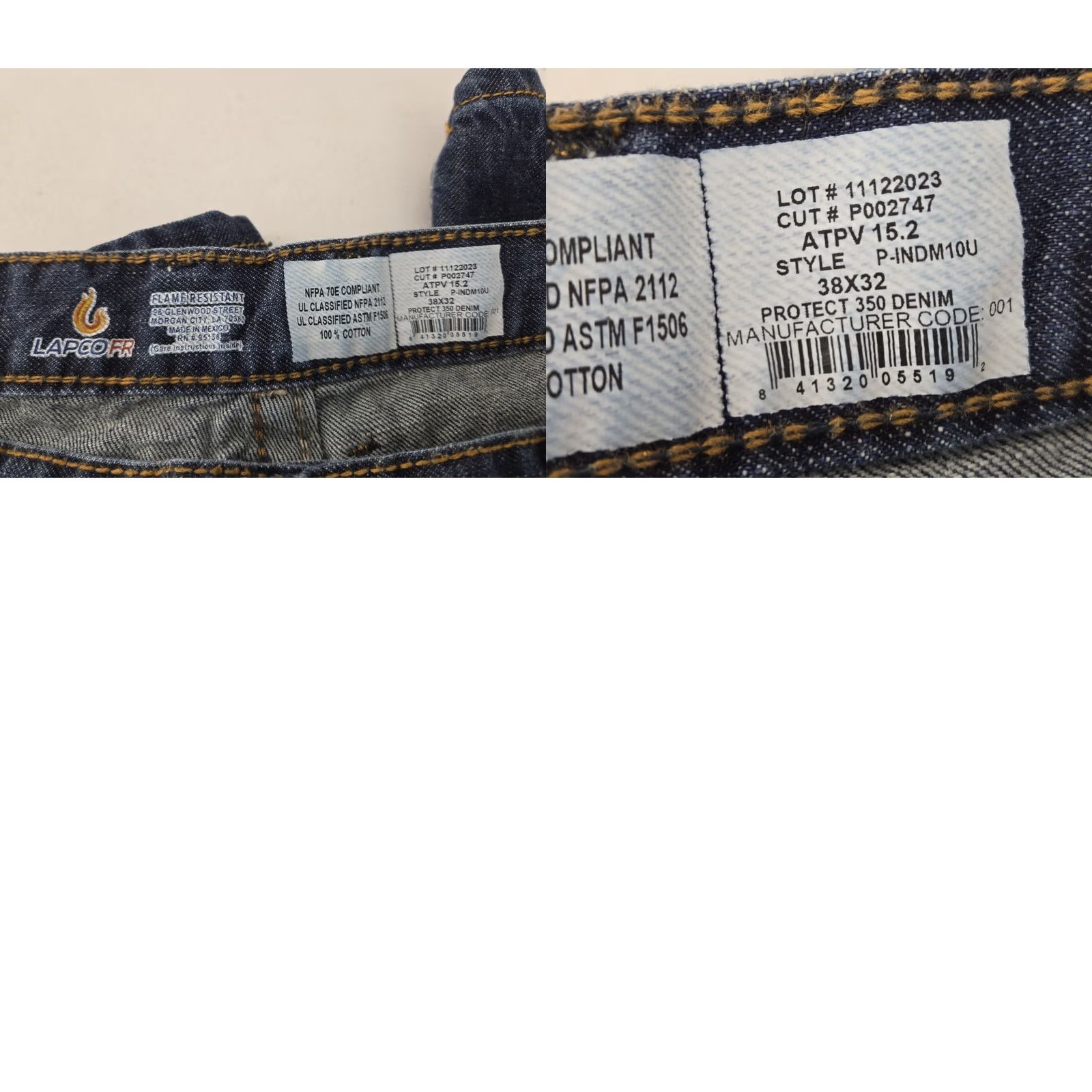Denime VINTAGE LAPCO Men’s FR Jeans Workwear Flame Resistant Dark Wash Denim 38 x 32 Mens Jeans Flame-Resistant Denim Straight Blue 38 32 Size US 38 / EU 54 - 9 Thumbnail