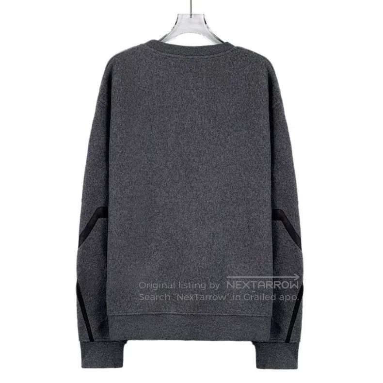 Hermes Hermes Dark Gray Pocket Leather Trimmed Wool Crewneck Long Size L / US 10 / IT 46 - 2 Thumbnail
